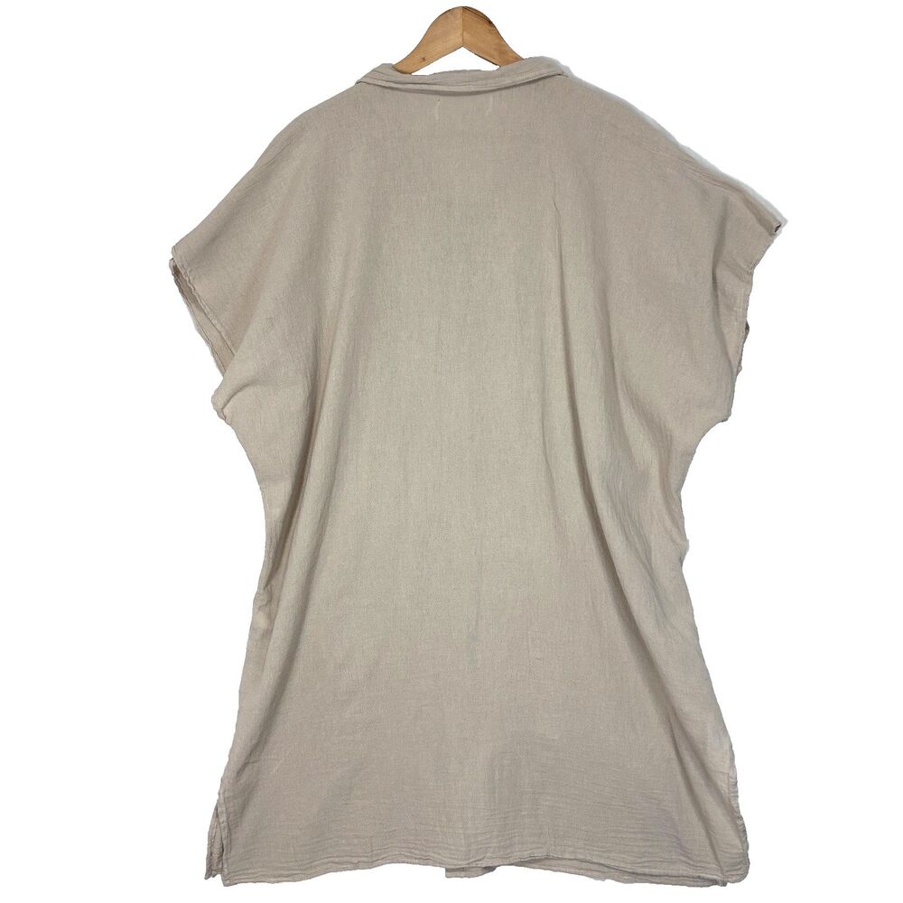 Seaspice Swim Cover Dress Sz XL Beige Button Front Peruvian Cotton Resort Wear‎ - Picture 7 of 8